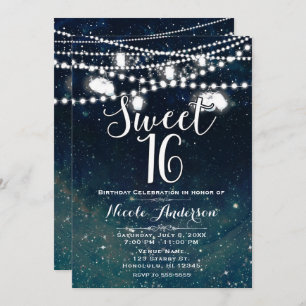 Convite Rustic Noite Sky Mason Jar Lights SWEET 16