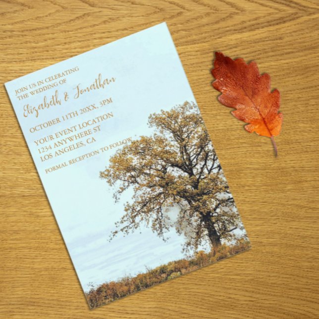 Convite Rustic Oak Tree Autumn Wedding (Criador carregado)