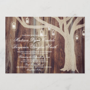 Convite Rustic Oak Tree Luzes De Madeira Invasões De Casa