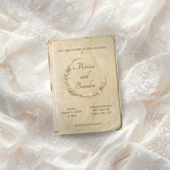 Convite Rustic Old Paper Casamento vintage (Criador carregado)