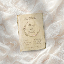 Convite Rustic Old Paper Wreath