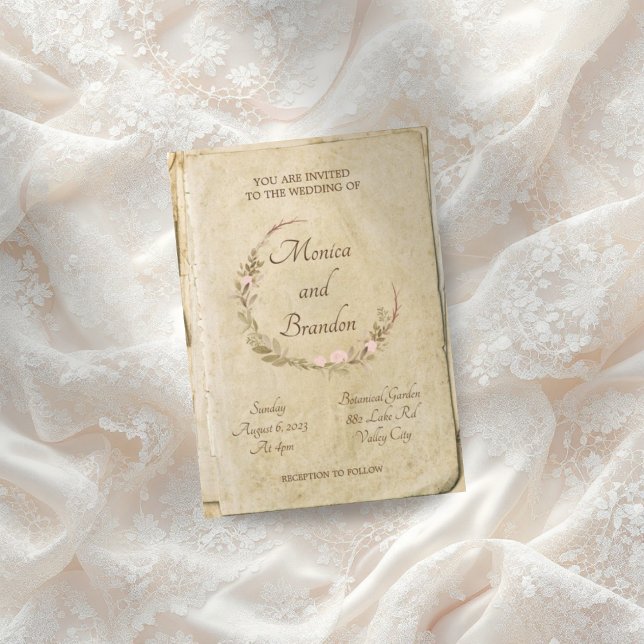 Convite Rustic Old Paper Wreath (Criador carregado)