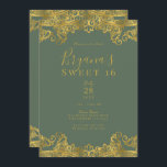 Convite Rustic Olive & Dourado Lace Elegant Sweet 16 Party<br><div class="desc">Personalizar para qualquer evento</div>