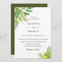 Convite Rustic Olive Tuscan Para Casamento