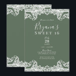 Convite Rustic Olive & White Lace Elegant Sweet 16 Party<br><div class="desc">Personalizar para qualquer evento</div>