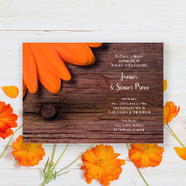Convite Rustic Orange Daisy Country Junior / Baile de form