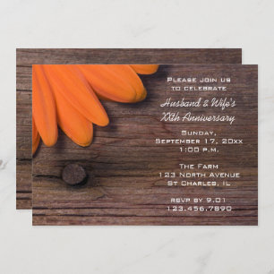 Convite Rustic Orange Daisy Weding Anniversário Party