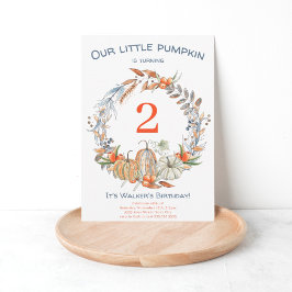 Convite Rustic Our Pumpkin Blue No Segundo Aniversário