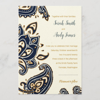 Convite Rustic Paisley De Casamento