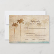 Rustic Palm Trees Beach Wedding rsvp