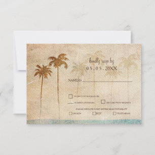 Convite Rustic Palm Trees Beach Wedding rsvp