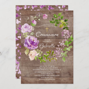 Convite Rustic Peonies Floral Wreath Communitation