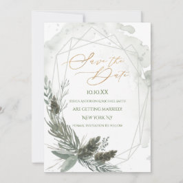 Convite Rustic Pine Watercolor Salvar a Data