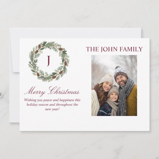 Convite Rustic Pine Wreath Christmas (Frente)