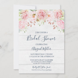 Convite Rustic Pink Floral Spring Bridal Shower