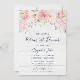 Convite Rustic Pink Floral Spring Rehearsal Dinner