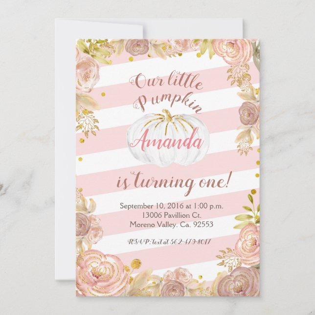 Convite Rustic Pink Nosso Pumpkin está transformando um Co (Frente)