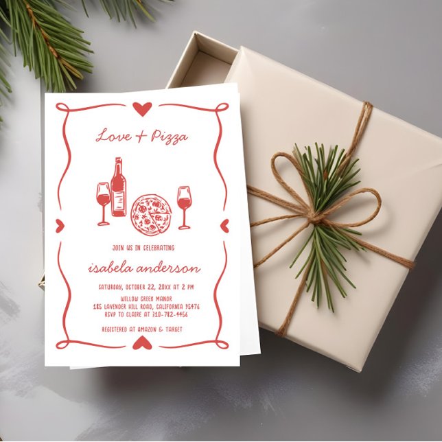 Convite Rustic Pizza & Wine Chá de panela (Criador carregado)