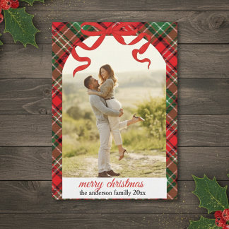 Convite Rustic Plaid Christmas Photo Card