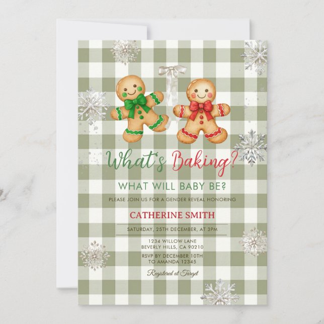 Convite Rustic Plaid Gingerbread Snowflake Baby Shower (Frente)