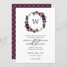Rustic Plum | Autum Floral Wreath Monogramas
