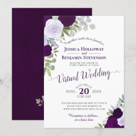 Convite Rustic Plum & Dusty Purple Floral Casamento Virtua