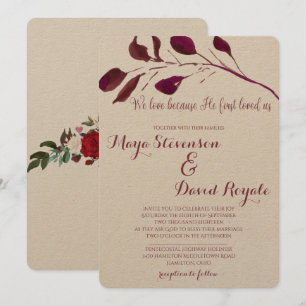Convite Rustic Plum Nós amamos porque ele nos amou