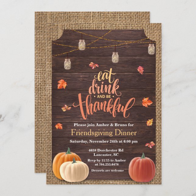 Convite Rustic Pumpkin Fall Housearming (Frente/Verso)