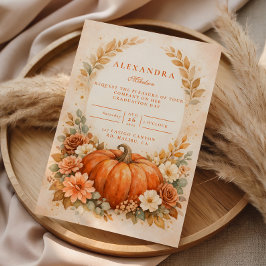 Convite Rustic Pumpkin Floral Fall Graduation