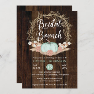 Convite Rustic Pumpkin Pampas Wreath Bridal Brunch