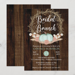 Convite Rustic Pumpkin Pampas Wreath Bridal Brunch Invitat
