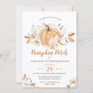 Convite Rustic Pumpkin Patch Birthday Bash Party