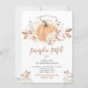 Convite Rustic Pumpkin Patch Birthday Bash Party