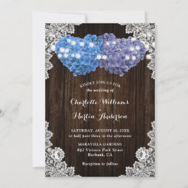 Convite Rustic Purple and Blue Floral Wedding Invitation