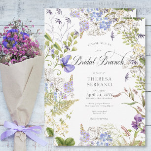 Convite Rustic Purple Sage Wildflower White Bridal Brunch