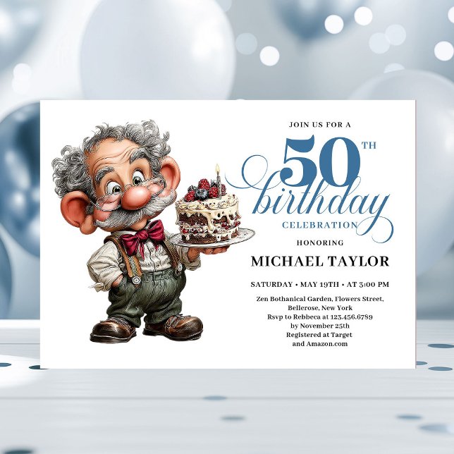 Convite Rustic Quirky Man 50th Birthday Whimsical Humor  (Rustic Quirky Man 50th Birthday Whimsical Humor Invitation

)
