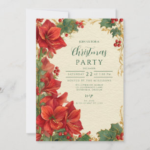 Convite Rustic Red Amaryllis Natal