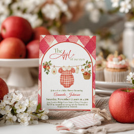 Convite Rustic Red Gingham Clothesline Apple Baby Shower