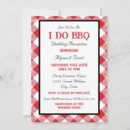 Convite Rustic Red Gingham I Do CHURRASCO Recepção de casa