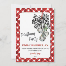 Convite Rustic Red Gingham Noël Christmas Invitation