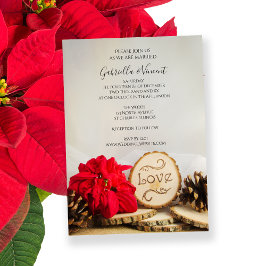Convite Rustic Red Poinsettia Woodland Winter Wedding