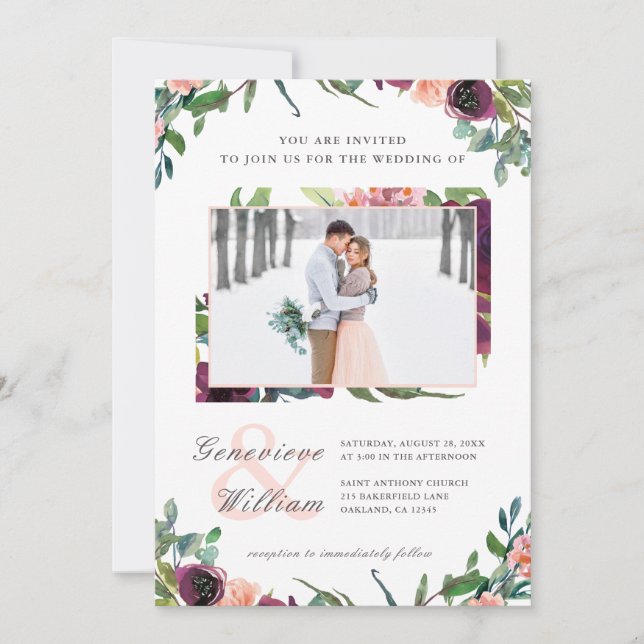 Convite Rustic Romance Belo Casamento Fotográfico (Frente)