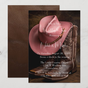 Convite Rustic Romance: Boots & Hat Chá de casamento