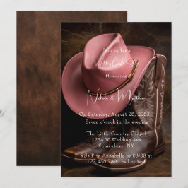 Convite Rustic Romance: Chá de Casais Boots & Hat Weddin
