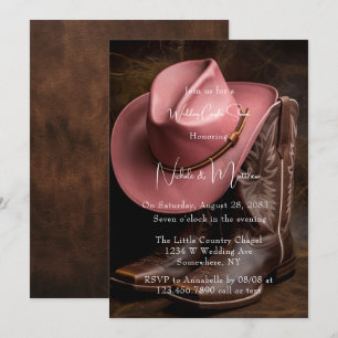 Convite Rustic Romance: Chá de Casais Boots & Hat Weddin