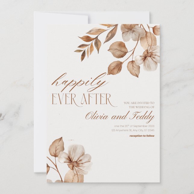 Convite Rustic Romance Wedding Invitations v2 (Frente)