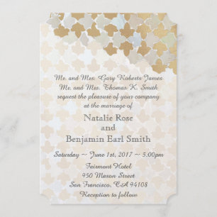 Convite Rustic Romance Wedding   Mosaico Faux Gold Foil