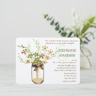 Convite Rustic Romantic Copper Olive Mason Jar Wedding