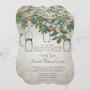 Convite Rustic Romantic Mason Jar Teal Aqua Coral