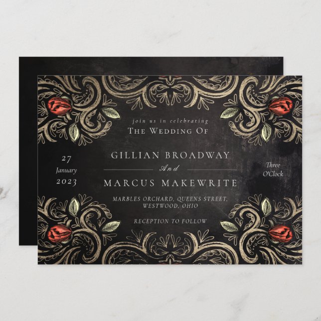 Convite Rustic Rosa (Frente/Verso)